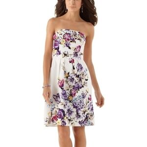 White House Black Market Strapless Cotton Floral Dress Size 0